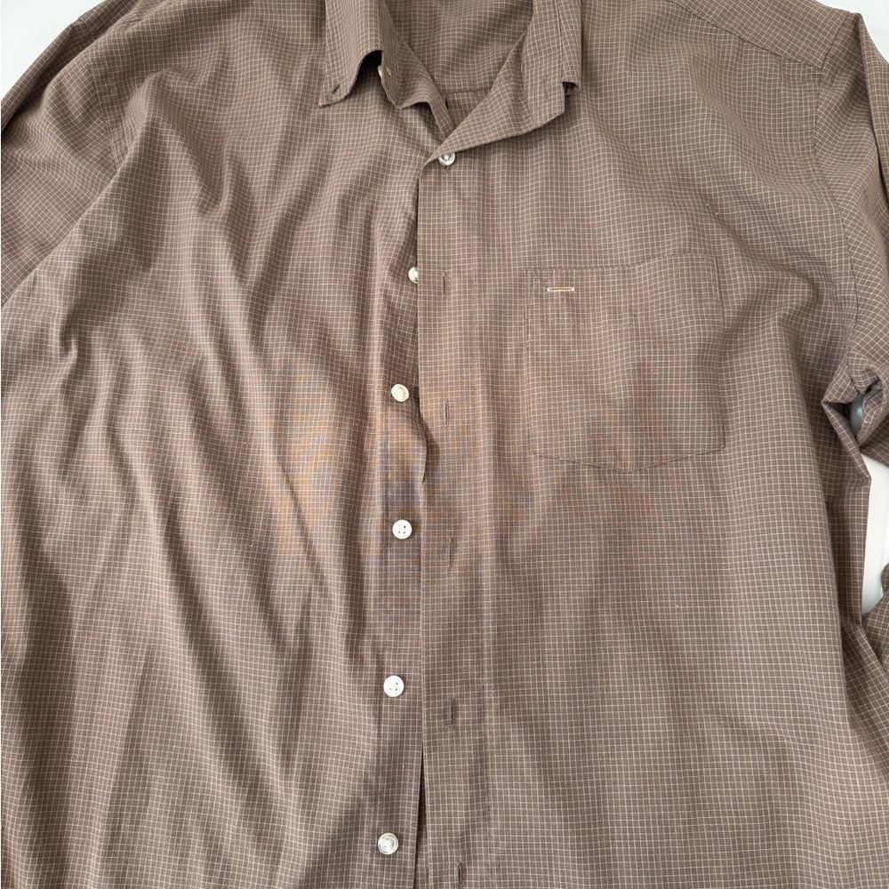 VanHeusen Men's Brown Checkered Shirt